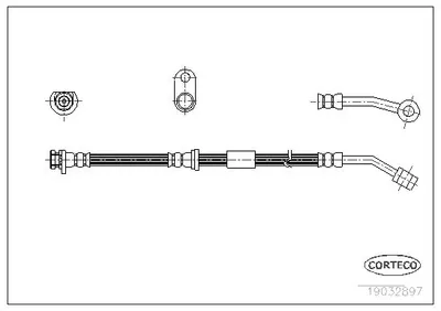 Produktbild von CORTECO 19032897 Bremsschlauch Vorne Links für HONDA CIVIC VI Hatchback (EJ, EK) CIVIC VI Coupe (EJ, EM1)