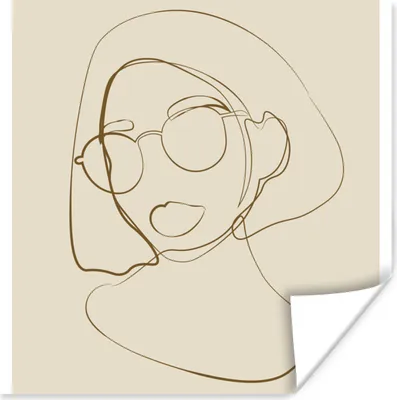 Produktbild von MuchoWow® Poster Frau - Linienkunst - Minimalismus 50x50 cm - Wohnzimmerdekoration
