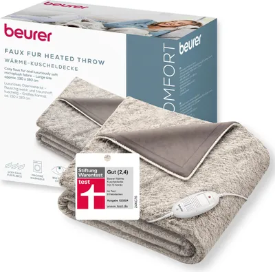Produktbild von Beurer HD 75 Nordic Heizdecke, kuschelige Wärmedecke in Kunstfelloptik, mit 6 Temperaturstufen, maschinenwaschbar bei 30 °C, Heizdecke