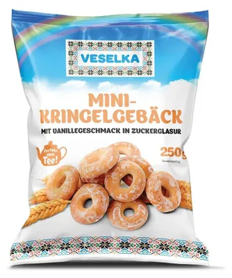 Produktbild von VESELKA Mini-Kringelgebäck mit Vanillegeschmack in Zuckerglasur 250g