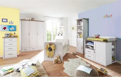 Produktbild von Babymöbel im Landhausstil LUND-78 in Pinie weiß Nb./Trüffel Eiche Nb.