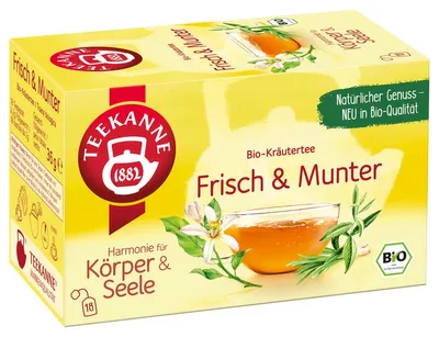 Produktbild von Teekanne Frisch & Munter mit Zitronenverbene und Zitronengras 18 Beutel