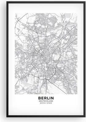 Produktbild von Gerahmtes Poster - Schwarzer Rahmen - Stadt Karte Berlin - 61x91,5 cm - Wand Bild - Wanddeko - Wandbilder - Kunstposter - Wandposter - Bilderrahmen - Bilder - Kunstdruck - P2BPA61x91-4681