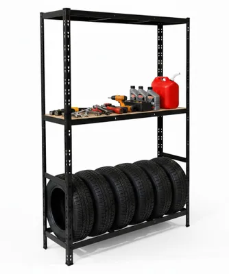 Obrázek produktu pro Regál Tire Rack, ocelová konstrukce, 2 police, s nastavitelnou vzdáleností mezi policemi