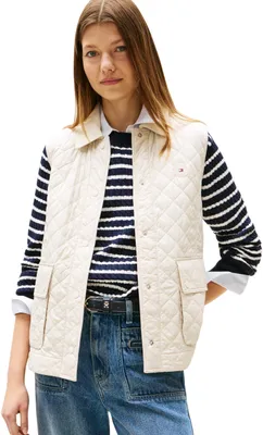 Produktbild von Tommy Hilfiger Damen Weste Padded Nylon Slim Quilted Gesteppt, Elfenbein (Newspr