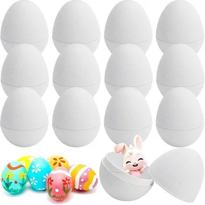 Immagine prodotto di 12 uova di Pasqua decorative fai da te, 7,6 cm: uova di Pasqua decorative in cartapesta, vuote all'interno, ideali per la Pasqua e le festività