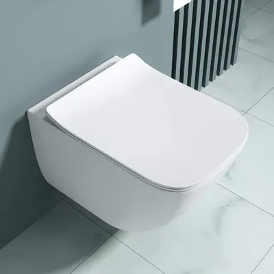 Produktbild von doporro Hänge-WC Weiß Wand-WC Toilette mit Soft-Close Spülrandloses aus Keramik Hänge-Toilette Aachen308