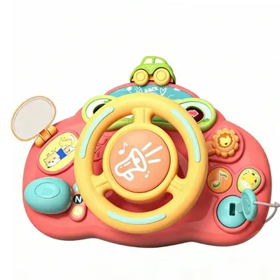 Productafbeelding van Stuurwiel speelgoed voor kinderen - Auto simulatie met geluid en licht - Interactief racestuur, educatief speelgoed voor baby's vanaf 3 maanden, roze