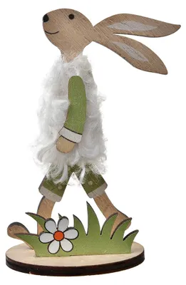 Productafbeelding van Clayre & Eef Decoratieve figuur, konijn, 11 cm, bruin en groen, hout