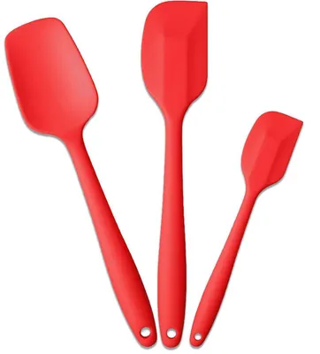 Produktbild von Teigschaber Silikon Set 3 Stück Rot Hitzebeständig Antihaft Küchenhelfer