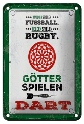 Produktbild von Blechschild Spruch 12x18cm Männer Fußball Helden Rugby Götter Dart Dekoration