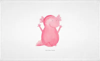 Produktbild von Mr. & Mrs. Panda Handtuch Axolotl Hurra - Weiß - Geschenk, Lurch, Händehandtuch, 50x100, Motivation, gesichtshandtuch, Flauschtuch, Zufriedenheit, baumwolle