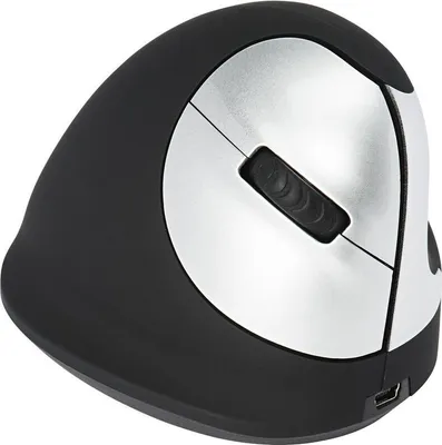 Produktbild von R-Go Tools Ergonomische Maus R-Go HE Break mit Pausensoftware, medium (Handlänge 165-185mm), Rechtshänder, bluetooth, schwarz, rechts, Optisch, Bluetooth, 2400 DPI, Schwarz