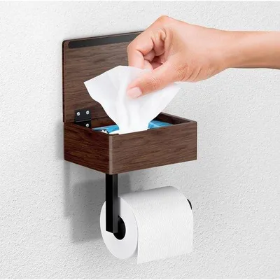 Produktbild von Edelstahl-Toilettenpapierhalter mit Ablage und Nassraspelfach