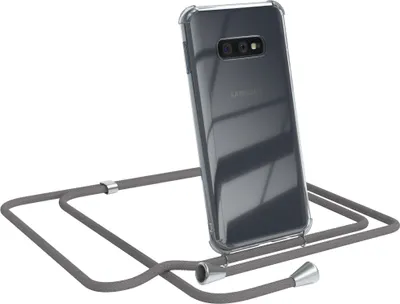 Produktbild von EAZY CASE Handykette kompatibel mit Samsung Galaxy S10e, Handyhülle mit Umhängeband, Handykordel, Schutzhülle Clear, Band in Grau