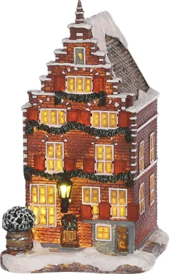 Produktbild von LuVille Weihnachtsdorf-Miniatur Grachtenhaus - L11 x B12 x H19 cm
