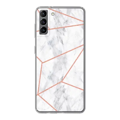 Produktbild von MuchoWow® Handyhülle Schutzhülle Hülle für Samsung Galaxy S21 Plus Marmor - Roségold - Weiß Silikon Softcase Handy Hülle - Handy-Tasche