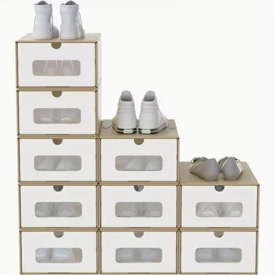 Immagine prodotto di Organizer Transpapier con ripiano estraibile – Finestra trasparente, scarpiera e guardaroba impilabili