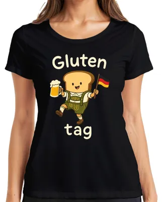 Productafbeelding van Glutenvrij brood, lederhosen, bier, , grappig, dirndl, Beieren, dames T-shirt, zwart, maat S