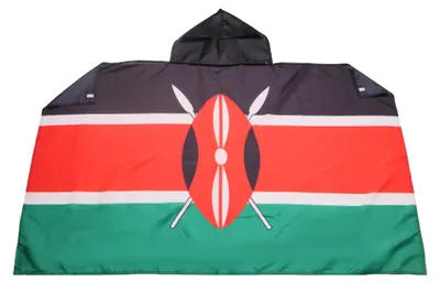 Cape Kenia 150x90 cm – Polyester-Fahne mit Kapuze