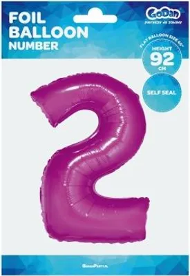 Produktbild von Folienballon Zahl 2 Rosa 92cm (Party - Ballons)