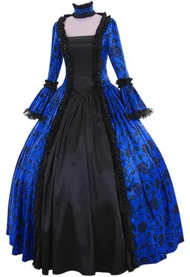 Produktbild von Damen Herbst Winter Maxikleid Mittelalterlich Gothic Retro Blumenmuster Ballkleid Palaststil Retro Gothic Spitze Nähte Trompetenärmel Cocktailkleid Partykleid (XXXL)