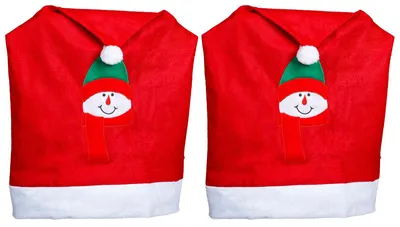 Produktbild von Novaliv Weihnachten Stuhlhussen Set I Rot I Nikolausmütze I Stuhlbezug Weihnachtsdeko Weihnachtsmütze Stuhldeko Husse Stuhl Stuhlüberzug (2, Schneemann)