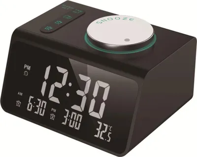 Produktbild von Radio-Digitaluhr, Temperaturanzeige, elektronische Uhr, stummgeschaltete Nachtlichtfunktion, großes Display, Nachttischuhr, Doppelwecker,black