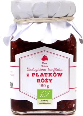 KONFITURA Z PŁATKÓW RÓŻY BIO 180 g - DARY NATURY