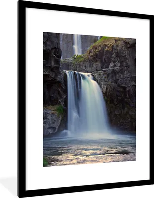 Produktbild von MuchoWow® Gerahmtes Poster Wasserfall - Wasser - Felsen 60x80 cm - Poster mit Schwarzem Bilderrahmen Wandposter Rahmen Foto Bilder - Wohnzimmer - Dekorationen - Prämie