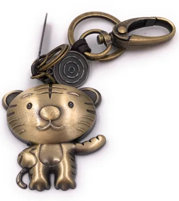 Produktbild von Onwomania Schlüsselanhänger Katze Kater stehend süss bronze Leder Anhänger Keychain