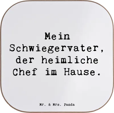 Produktbild von Mr. & Mrs. Panda Tassenuntersetzer Spruch Schwiegervater Chef - Weiß - Geschenk, Verwandtschaft, Familienbeziehungen, Tischschoner, Familienbanden, Jubiläen, Humor
