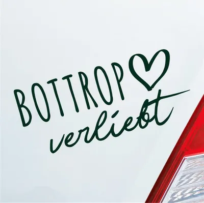 Produktbild von Auto Aufkleber Bottrop verliebt Herz Stadt Heimat Liebe Car 19x9 cm Dunkelgrün Sticker Heckscheibenaufkleber