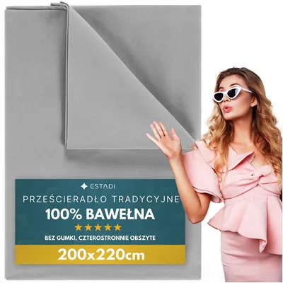 Produktbild von Estadi Klassisches Bettlaken 200x220cm 100% Baumwolle Grau
