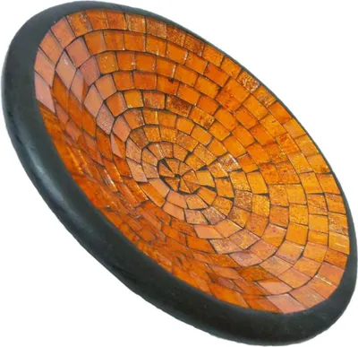 Produktbild von Mosaikschale Tonschale Glasschale Dekoschale Mosaik Kunsthandwerk Glassteine Deko rund L, orange