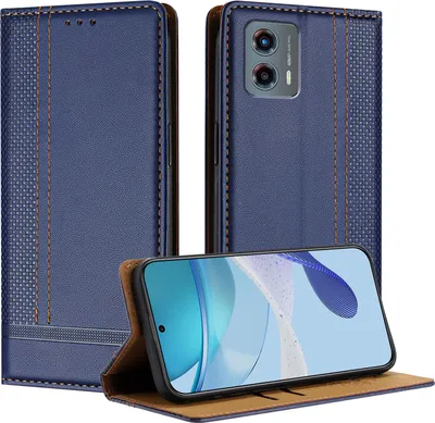 Produktbild von Handyhülle für Motorola Moto G (2023) Leder Flip Klappbare Schutzhülle mit Standfunktion Blau