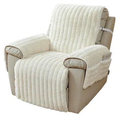 Produktbild von Relaxsesselbezug mit Armlehnenhussen, Schoner für Loungesessel, rutschfester Schutzbezug (Creme)
