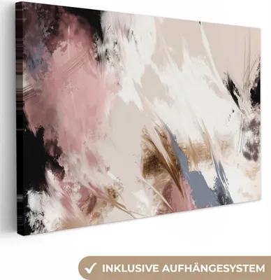 Produktbild von MuchoWow® - Leinwandbilder - Farbe - Abstrakt - Rosa - Weiß, Wandbild, Wanddeko Bilder Wohnzimmer, 30x20 cm