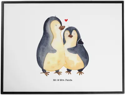 Produktbild von Mr. & Mrs. Panda bastelunterlage Pinguin umarmen - Weiß - Geschenk, glücklich, Unterlage Schreibtisch, Liebe, Umarmung Verliebt, schreibtischauflagen, Verknallt, Hochzeit