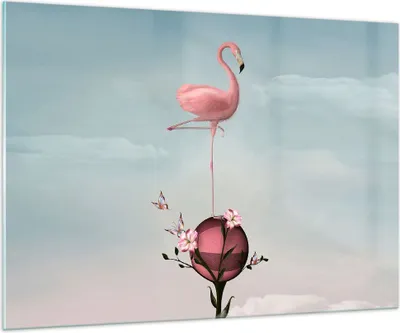 Produktbild von Bilder auf glas - Flamingo Blume Grafik Illustration - 100x70cm - Glasbilder - Wandbilder - Kunstdruck - Wanddekoration aus Glas - Glas Bilder - Wandbild auf Glas - GAA100x70-3187