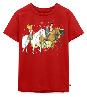 Produktbild von Spreadshirt Bibi Und Tina Ausritt Mit Alexander Falkenstein Kinder Premium T-Shirt, 110/116 (4 Jahre), Rot
