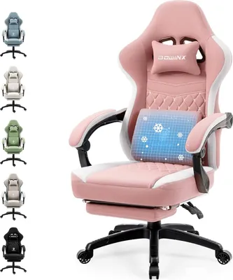 Produktbild von Gaming Stuhl mit Taschenfederkissen, Massage Gaming Sessel mit Fußstütze, Ergonomischer Racing Gamer Stuhl 150 kg belastbarkeit, Rosa