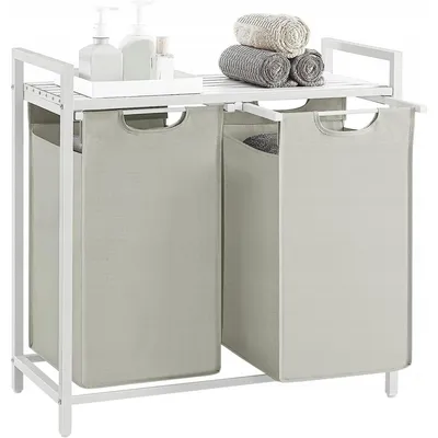 Immagine prodotto di Mobile bagno con doppio cesto portabiancheria bianco