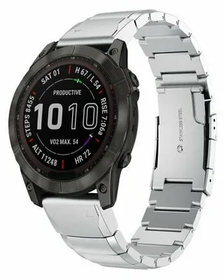 Produktbild von By Qubix Stainless steel Gliederarmband - Silber - passend für Garmin Tactix 8 - 47 mm