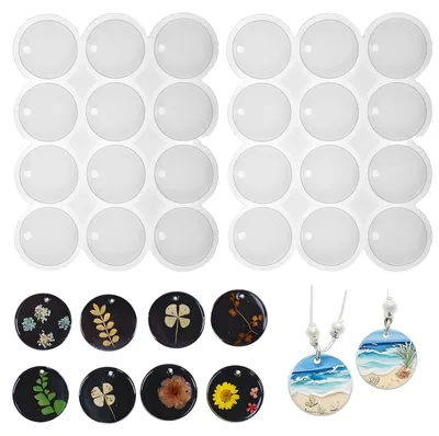 Productafbeelding van Epoxyhars siliconen mallen - 12 holtes voor ronde hangers - DIY sieraden maken - 2 stuks