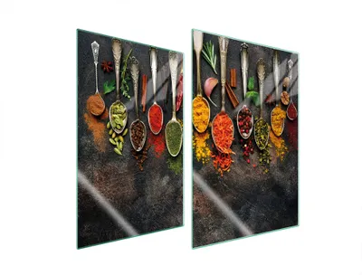 Immagine prodotto di Piastre coprifornelli 2 pezzi 35x52 copertura piano cottura in Vetroceramica tagliere in vetro spezie ardesia