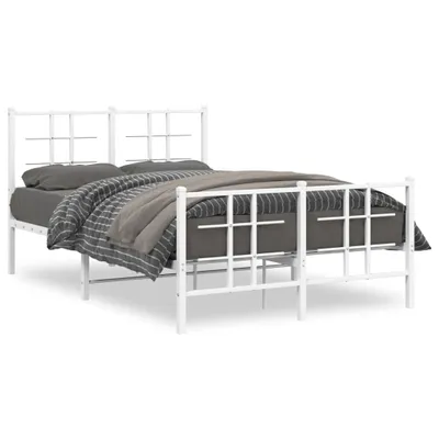 Zdjęcie produktu dla vidaXL Rama łóżka z wezgłowiem i podnóżkiem metalowa biała 120x200 cm