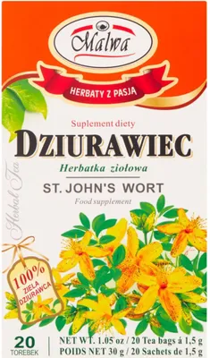 Zdjęcie produktu dla Malwa Suplement Diety Herbatka Ziołowa Dziurawiec 30 G (20 X 1,5 G)
