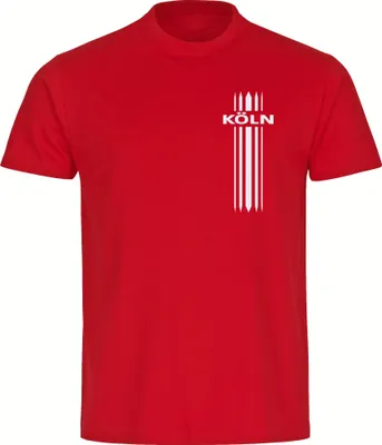 Produktbild von multifanshop Kinder T-Shirt - Köln - Streifen, rot, Größe 176