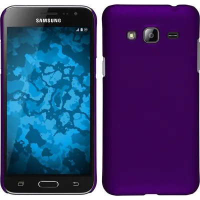 Produktbild von PhoneNatic Case kompatibel mit Samsung Galaxy J3 - Hülle lila gummiert Hard-case + 2 Schutzfolien